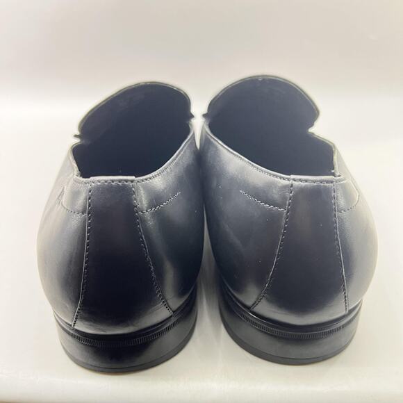 BOSS Hugo Boss Slip On Loafers Men Size 13 Black Leather Apron Toe Comfort Shoes - Picture 4 of 12